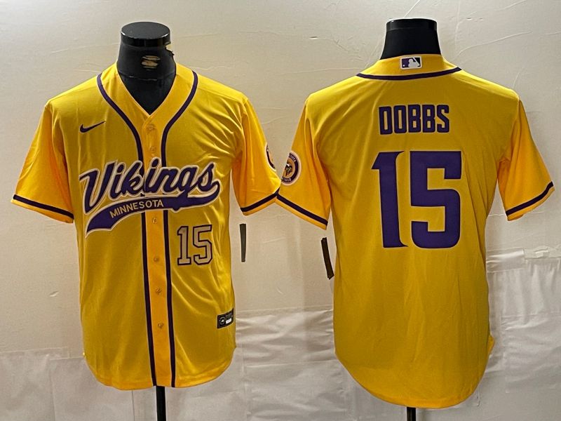 Men Minnesota Vikings #15 Dobbs Yellow Joint Name 2024 Nike Limited NFL Jersey style 6->houston texans->NFL Jersey